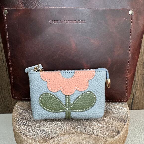 Flower Coin Purse Wallet Genuine Leather Wallet NEW FAST SHIP - Picture 1 of 4